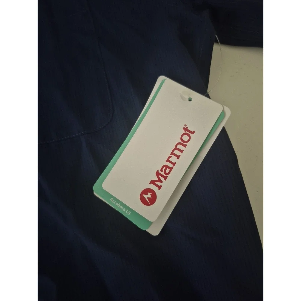 Marmot Shirt Mens S Navy Blue Aerobora Air Exchange Long Sleeve Button Up NEW‎ - Picture 4 of 9